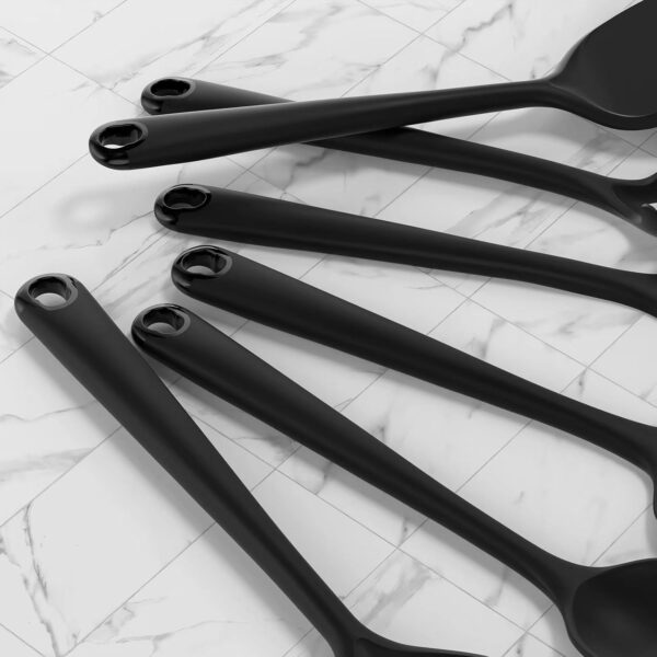 Silicone Kitchen Utensils Set, 600°F Heat Resistant Silicone Cooking Utensils, Spatula, Spoon, Whisk, Tongs, Kitchen Gadgets Tools Sets for Nonstick Cookware, Dishwasher Safe BPA Free (Black) - Image 2