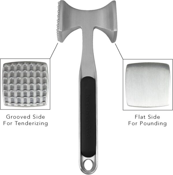KitchenAid Gourmet Multi Sided Meat Tenderizer for Pounding Meats, Nuts, Shellfish, ect, Hang Hole for Easy Storage, Hand Wash, One Size, Black - Image 3