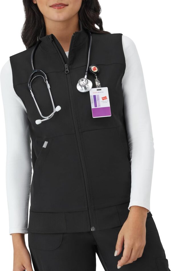 Hanes Women's Comfort Fit Scrubs Healthcare Vest, Moisture-Wicking Stretch Scrubs Vest for Women
