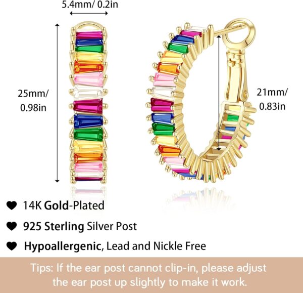 Trendy CZ Gold Hoop Earrings for Women, Lightweight Chunky Silver Earrings for Women 14K Real Gold Plated Hoops Earrings Hypoallergenic Earrings Jewelry - Image 6