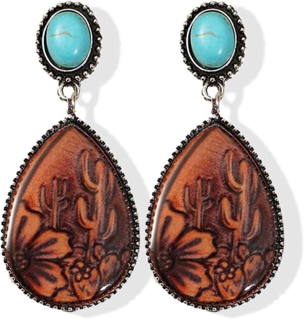 Western Earrings Outfit for Women Oval Silver Earrings Dangle Turquoise Western Jewelry Country Concert Outfits for Women Dress