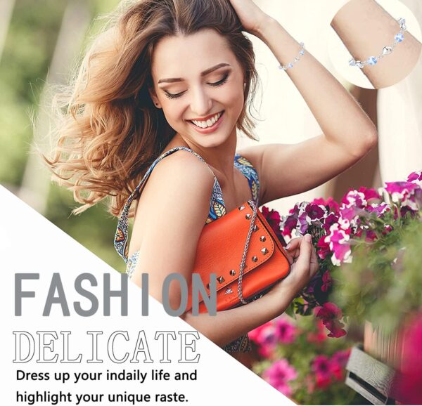 M&Ostyle Silver Bracelet for Women,Bracelet Shiny Crystal Diamond Adjustable Bracelet Mother's Day Jewelry Gift Birthday Christmas Gifts for Women Mom Wife - Image 4