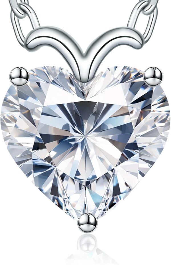 ForeverLove Heart Moissanite Necklaces for Women, 4 or 2 Carats Heartshap Moissanite, Silver Pendant Jewelry, Anniversary Birthday Gifts for Wife, Girlfriend, Daughter, Mom