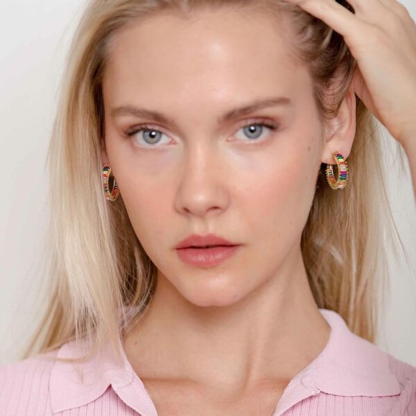Trendy CZ Gold Hoop Earrings for Women, Lightweight Chunky Silver Earrings for Women 14K Real Gold Plated Hoops Earrings Hypoallergenic Earrings Jewelry - Image 2
