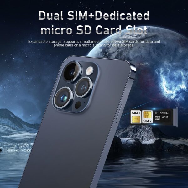 Unlocked Android Phone J15, 12GB+512GB Cell Phone 5G Mobile Phone Android 13 Smartphone, 6.8''FHD, 48MP+108MP Camera, 6800mAh Battery Dual SIM Phone/Face ID Grey - Image 8