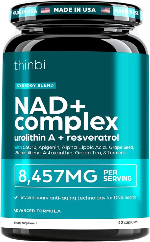 NAD Supplement 8457 mg Extra Strength NMN Alternative Liposomal + Green Tea for Women & Men w/Urolithin A, Resveratrol, CoQ10, Alpha Lipoic Acid – Energy Anti-Aging,Cell Regeneration –30-Day Supply