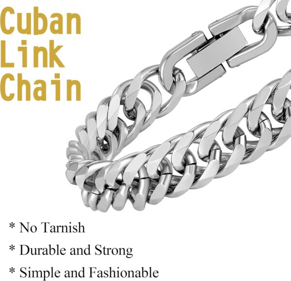 3PCS Cuban Link Bracelet Necklace, Sturdy 316L Stainless Steel Cuban Link Chain for Men Jewelry Set 8mm, 7/8/9 Inches - Image 5