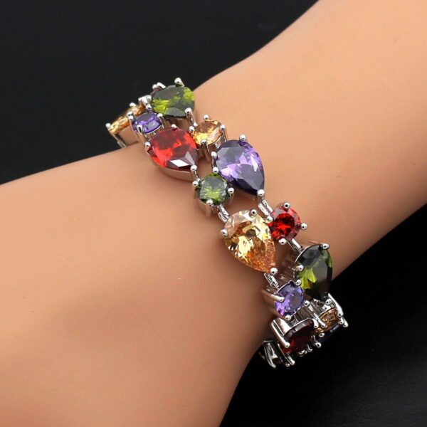 Classic Ladies Bracelet Garnet White Topaz Amethyst Citrine Peridot Pink Topza 7 Inches - Image 2