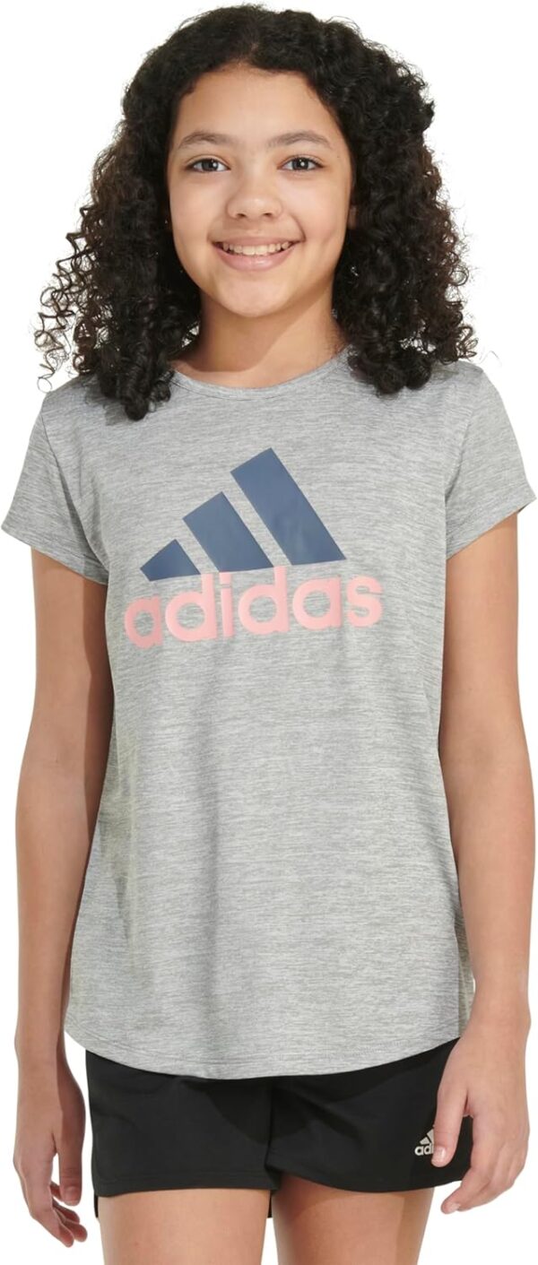 adidas Girls' Short Sleeve Aeroready Poly Scoop Neck Tee T-Shirt - Image 3