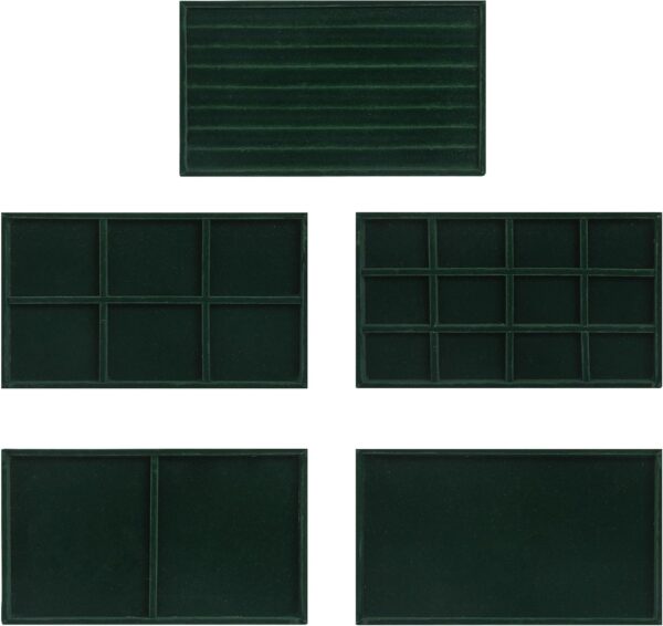 Frebeauty Extra Large Acrylic Jewelry Box for Women 5 Layers Clear Jewelry Organizer Velvet Earring Box with 5 Drawers Rings Display Case Necklaces Holder Tray for Women Girls(Blackish Green) - Image 3