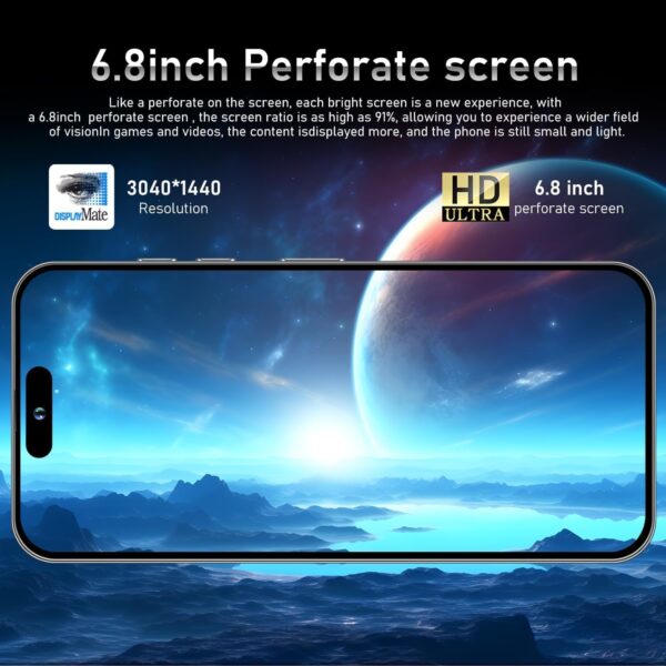 Unlocked Android Phone J15, 12GB+512GB Cell Phone 5G Mobile Phone Android 13 Smartphone, 6.8''FHD, 48MP+108MP Camera, 6800mAh Battery Dual SIM Phone/Face ID Grey - Image 6