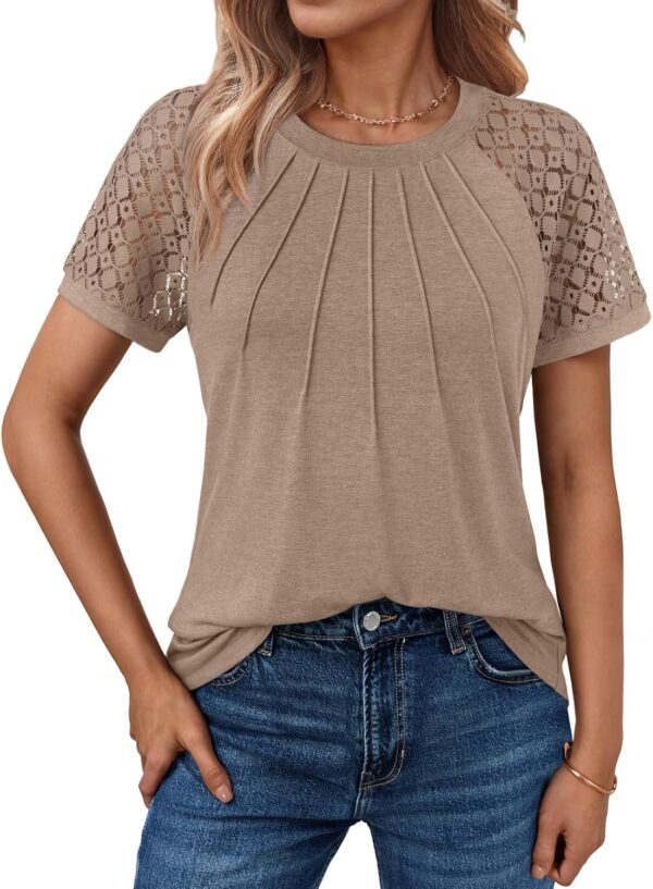 AUTOMET Womens Summer Tops Spring Shirts Trendy Vacation Outfits Short Sleeve Business Tshirts Fashion Casual Blouses