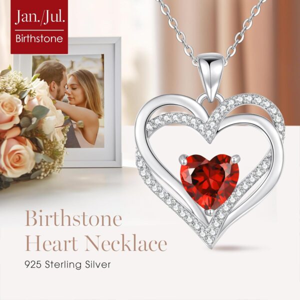 CDE Mother's Day Gifts for Women Her 925 Sterling Silver Birthstone Heart Pendant Necklaces Jewelry for Girlfriend Wife Mom - Image 3
