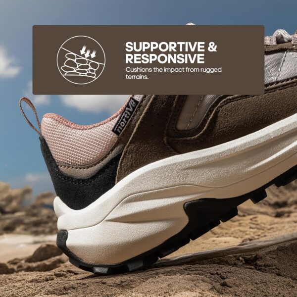 NORTIV 8 Women's Waterproof Hiking Shoes with Arch Support Outdoors Leather Walking Trekking Camping Tennis Workout Cross Training Sneakers Wicklow - Image 3