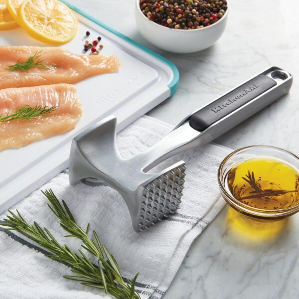KitchenAid Gourmet Multi Sided Meat Tenderizer for Pounding Meats, Nuts, Shellfish, ect, Hang Hole for Easy Storage, Hand Wash, One Size, Black - Image 7