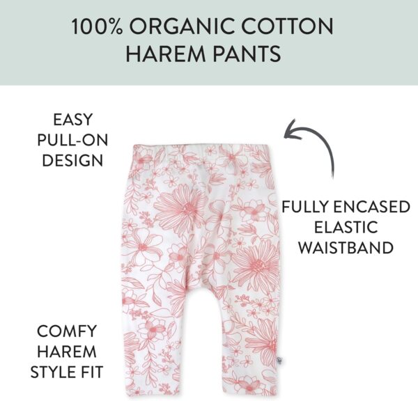 HonestBaby Multipack Harem Pants Roomy Fit Pull on Bottoms 100% Organic Cotton for Infant Baby Boys, Girls, Unisex - Image 3