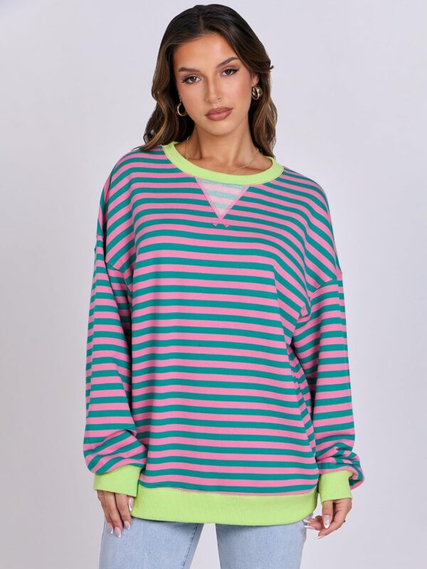 ANRABESS Women Striped Oversized Sweatshirt Long Sleeve Crewneck Shirts 2025 Fall Fashion Pullover Sweater Trendy Clothes - Image 7