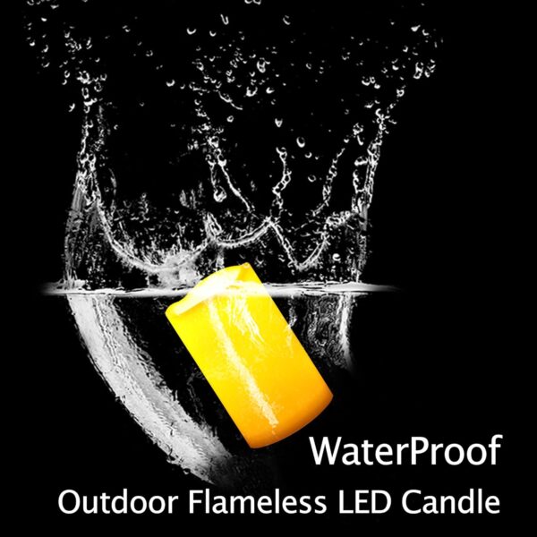Outdoor Waterproof Flameless Candle with Timer - Flickering White Plastic Battery Operated LED Lantern Light Bright Resin Electric Pillar for Outside Patio Garden Party Wedding Deco 3”(D)x5”(H) - Image 5