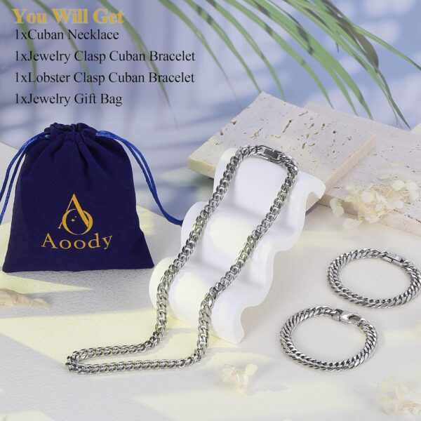 3PCS Cuban Link Bracelet Necklace, Sturdy 316L Stainless Steel Cuban Link Chain for Men Jewelry Set 8mm, 7/8/9 Inches - Image 6