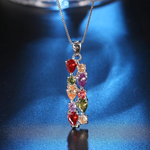 Hermosa Pendant Necklace for Women, Multi Gemstones Sterling Silver Pendant Necklace with Amethyst Garnet Ruby Blue Sapphire Fashion Jewelry - Image 3