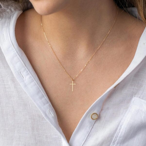 MONOZO Cross Necklace for Women，14K Gold Plated Cross Necklace Layered Gold Cross Necklace Tiny Sideway Cross Choker Necklace Gold Cross Necklaces for Women Trendy Gold Jewelry Gifts for Women Trendy - Image 5