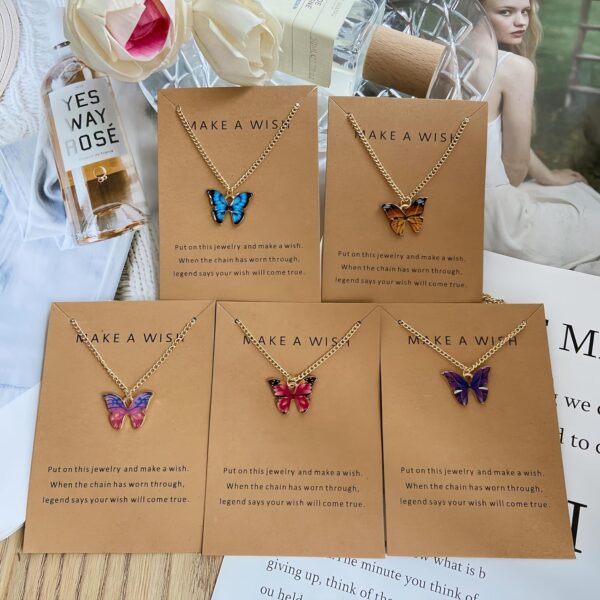 DEQIYIJI Cute Butterfly Pendant Necklace Jewelry Gifts For Women Dainty Stuff With Message Card - Image 3