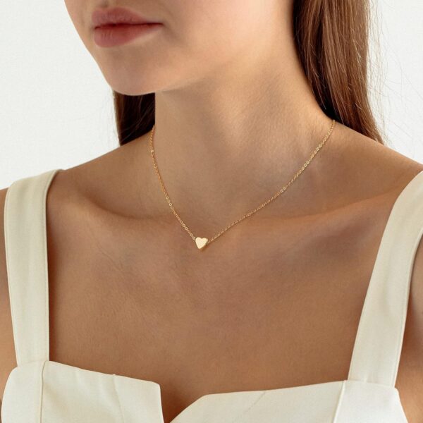Foxgirl Gold Heart Necklaces for Women 14k Gold Plated Pendant Necklace Simple Cute Necklaces for Women Dainty Layered Choker Necklaces for Women Gold Jewelry for Teen Girls - Image 4