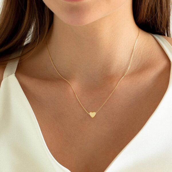 Foxgirl Gold Heart Necklaces for Women 14k Gold Plated Pendant Necklace Simple Cute Necklaces for Women Dainty Layered Choker Necklaces for Women Gold Jewelry for Teen Girls - Image 2