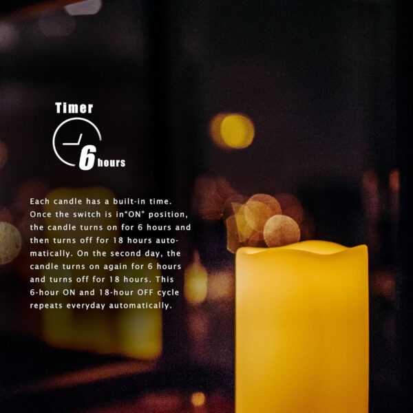 Outdoor Waterproof Flameless Candle with Timer - Flickering White Plastic Battery Operated LED Lantern Light Bright Resin Electric Pillar for Outside Patio Garden Party Wedding Deco 3”(D)x5”(H) - Image 7