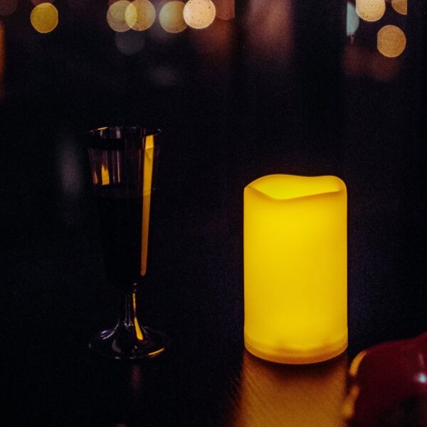 Outdoor Waterproof Flameless Candle with Timer - Flickering White Plastic Battery Operated LED Lantern Light Bright Resin Electric Pillar for Outside Patio Garden Party Wedding Deco 3”(D)x5”(H) - Image 6
