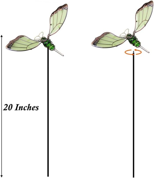 Juegoal 20 Inch Butterfly Garden Stakes Decor, Dragonfly Stakes, Hummingbird Glow in Dark Metal Yard Art for Mom, Mothers Day Ideal Gifts, Indoor Outdoor Lawn Pathway Patio Ornaments, Set of 3 - Image 4