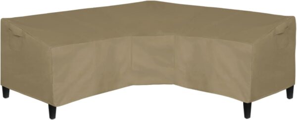 Easy-Going Patio V-Shaped Sectional Sofa Cover, Waterproof Outdoor Sectional Cover,Heavy Duty Garden Furniture Cover with Air Vent 89" L (on Each Side) x 33.5" D x 31" H, Camel