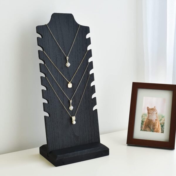 MOOCA Lightweight Wooden Necklace Display Stand - Freestanding Easel Holder for Multiple Necklaces, Black Color - Image 7