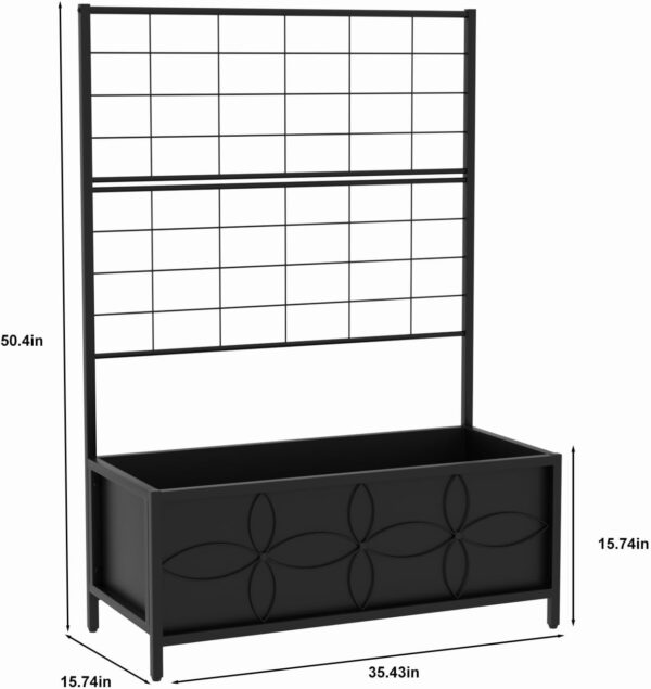 Zhongma Sturdy Raised Garden Bed with Trellis (15.75 x 35.43 x 48.8 in) for Vegetables Flower, Planter Box for Backyard Patio Balcony - Image 4