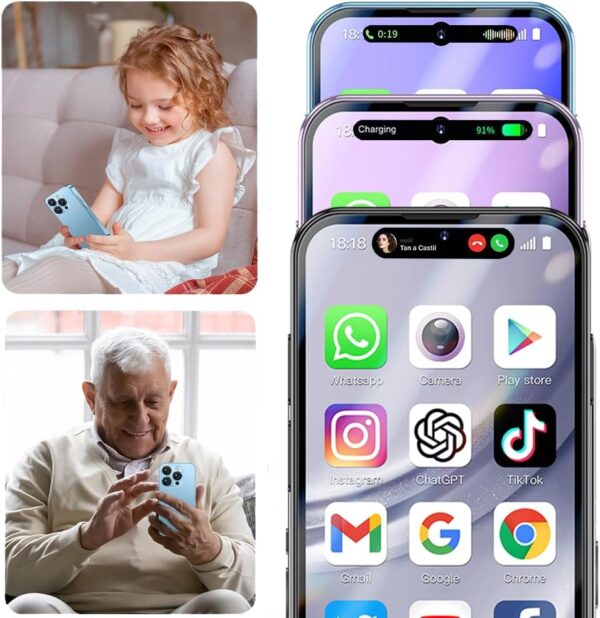 Mini Smartphone 4G Small Cellphone Unlocked Phone Child Mini Phone 3.88 Touch Screen Kids Mobile Android Dual Sim 3GB+32GB Cell Phones (Blue) - Image 8