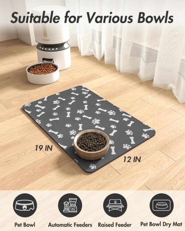 Pet Feeding Mat-Absorbent Dog Food Mat-Mat for Food and Water-No Stains Quick Dry Water Dispenser Mat-Pet Supplies-Dog Placemat for Messy Drinkers 12"X19" Dark Grey - Image 7