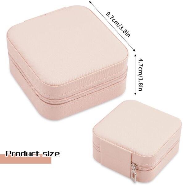 Portable Travel Mini Jewelry Box Leather Jewellery Ring Organizer Case Storage Gift Box Girls Women (pink). - Image 4