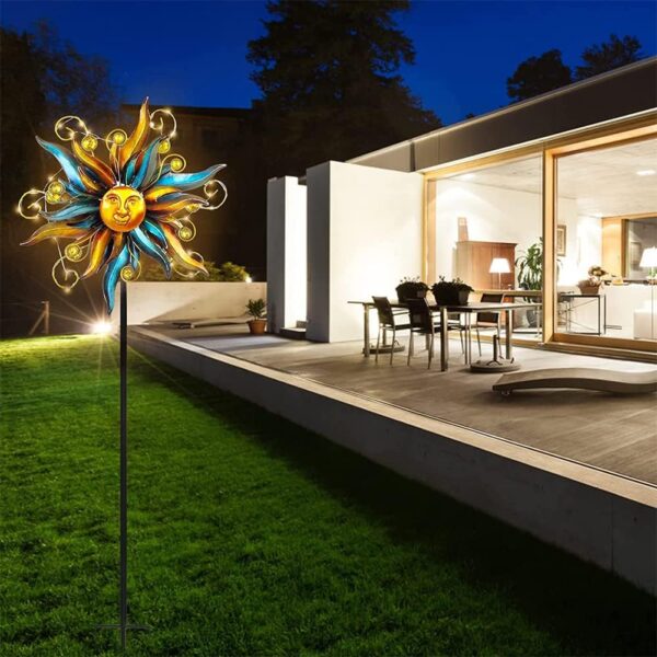 VEWOGARDEN Garden Solar Wind Spinner, Sun Outdoor Metal Wind Sculpture Yard Art Decor for Patio, Lawn & Garden - Image 3