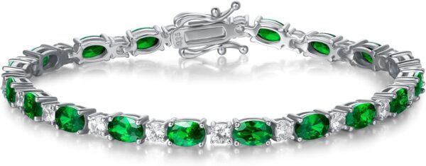 FANCIME Birthstone Bracelets Sterling Silver Tennis Bracelets Charm Fine Jewelry Birthday Gifts for Women Mom 7"