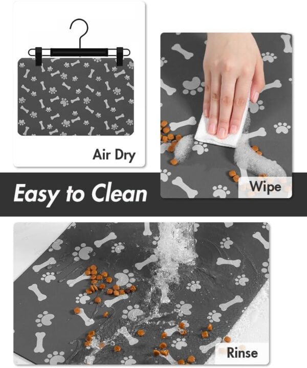 Pet Feeding Mat-Absorbent Dog Food Mat-Mat for Food and Water-No Stains Quick Dry Water Dispenser Mat-Pet Supplies-Dog Placemat for Messy Drinkers 12"X19" Dark Grey - Image 4
