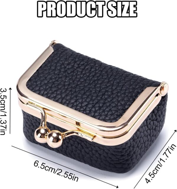 Genuine Leather Mini Jewelry Box,Mini Jewelry Organizer for Women,Portable Vintage-inspired Genuine Leather Coin Purse Jewelry Case with Kiss Lock,Mini Travel Jewelry Case Organizer (Blue) - Image 7