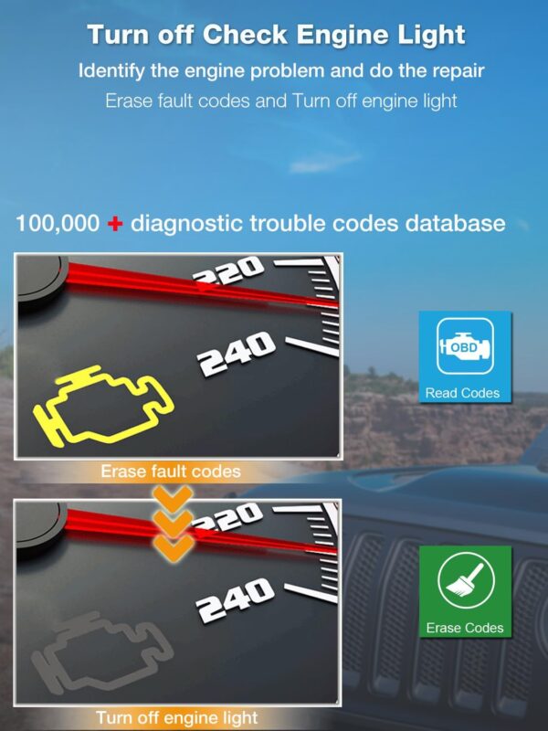 MOTOPOWER MP69040 Car OBD2 Scanner Check Engine Fault Code Reader Diagnostic Scan Tool, Black - Image 4