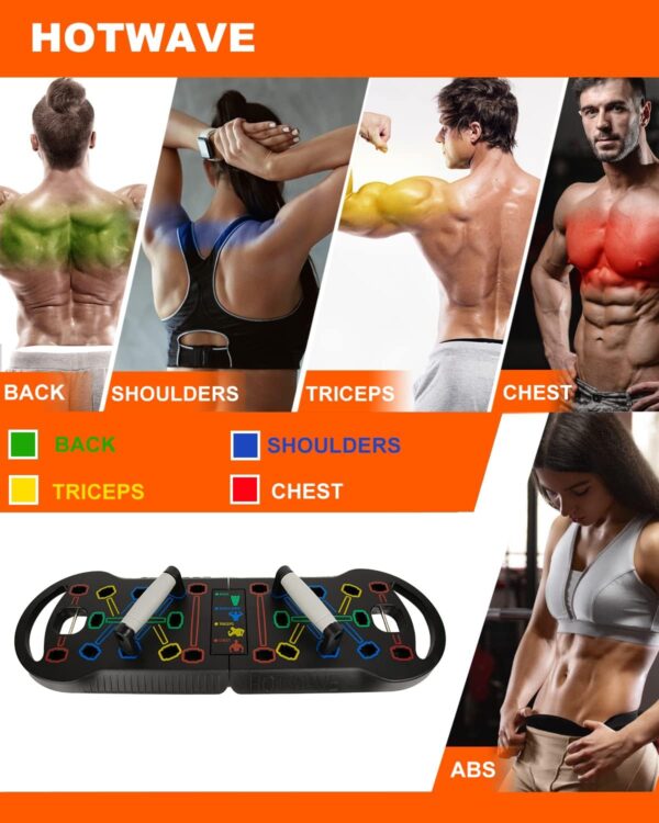 HOTWAVE Push Up Board Fitness, Portable Foldable 20 in 1 Push Up Bar at Home Gym, Pushup Handles for Floor. Professional Strength Training Equipment For Man and Women,Patent Pending - Image 2