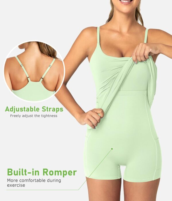Womens Tennis Dress with Built-in Bra & Shorts Athletic Dress Workout Dress Exercise Dress with Pockets Golf Dress - Image 3