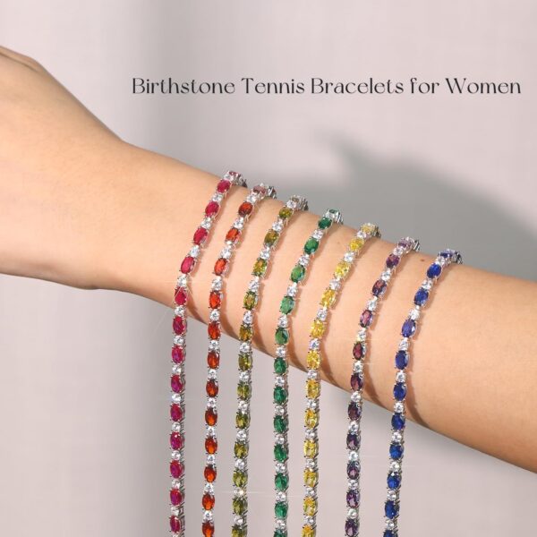 FANCIME Birthstone Bracelets Sterling Silver Tennis Bracelets Charm Fine Jewelry Birthday Gifts for Women Mom 7" - Image 3