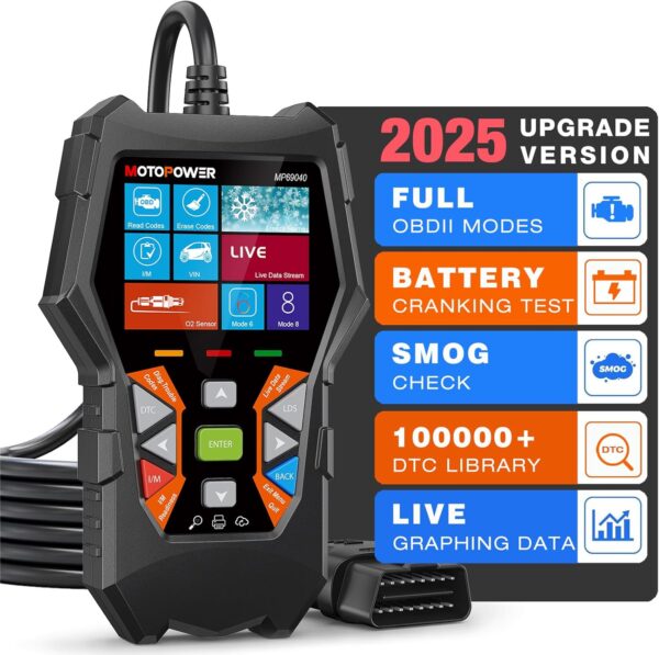 MOTOPOWER MP69040 Car OBD2 Scanner Check Engine Fault Code Reader Diagnostic Scan Tool, Black