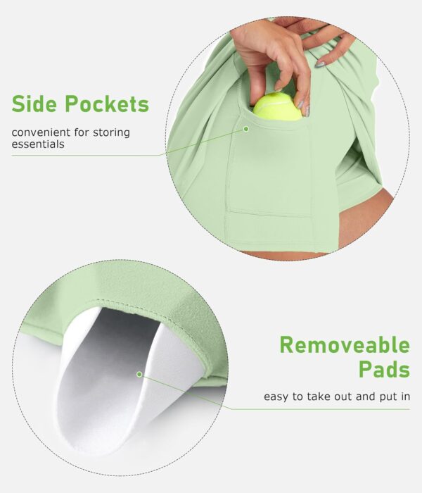 Womens Tennis Dress with Built-in Bra & Shorts Athletic Dress Workout Dress Exercise Dress with Pockets Golf Dress - Image 4