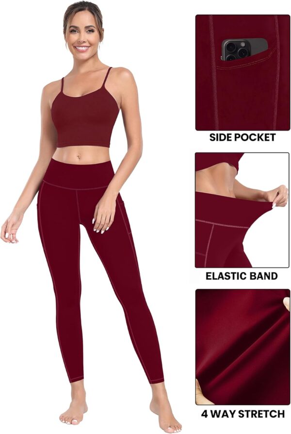 MIRITY Yoga Leggings with Pockets for Women - High Waist Tummy Control Pants for Workout Pack of 4 - Image 6