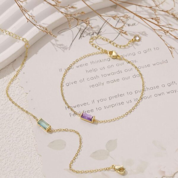 FUNEIA Birthstone Gold Bracelets for Women Non Tarnish Trendy Dainty 14K Gold Plated Bracelet Stack Stackable Blue Green May Emerald Friendship Bracelets Jewelry Gifts for Mom Best Friend - Image 8