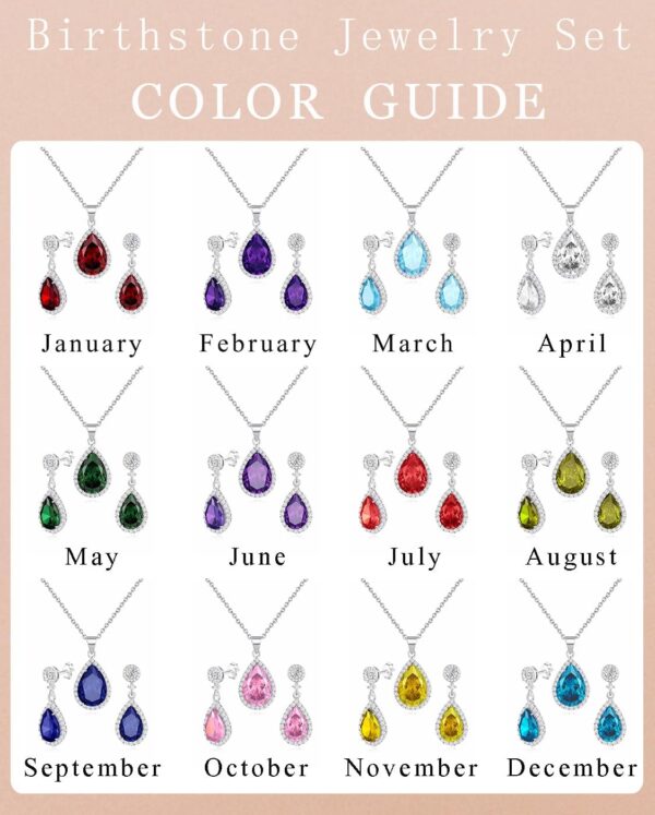 Jewelry Sets For Women 925 Sterling Silver Post Teardrop Dangle Stud Earrings Necklace Set Crystal Rhinestone Wedding Prom Costume Jewelry for Women - Image 6